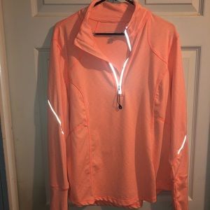Tangerine XXL pullover sweatshirt/jacket w/ reflective trim, orange/peachy color